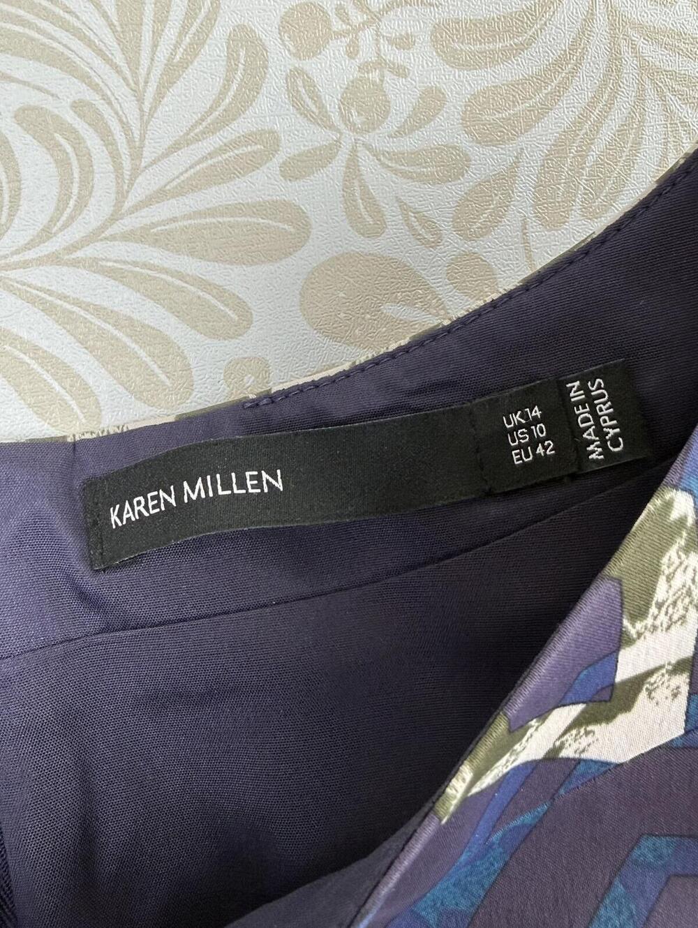 Karen Millen Blue and Black Mesh Zigzag Check Knee Length Dress - Size - 10 - Picture 6 of 7